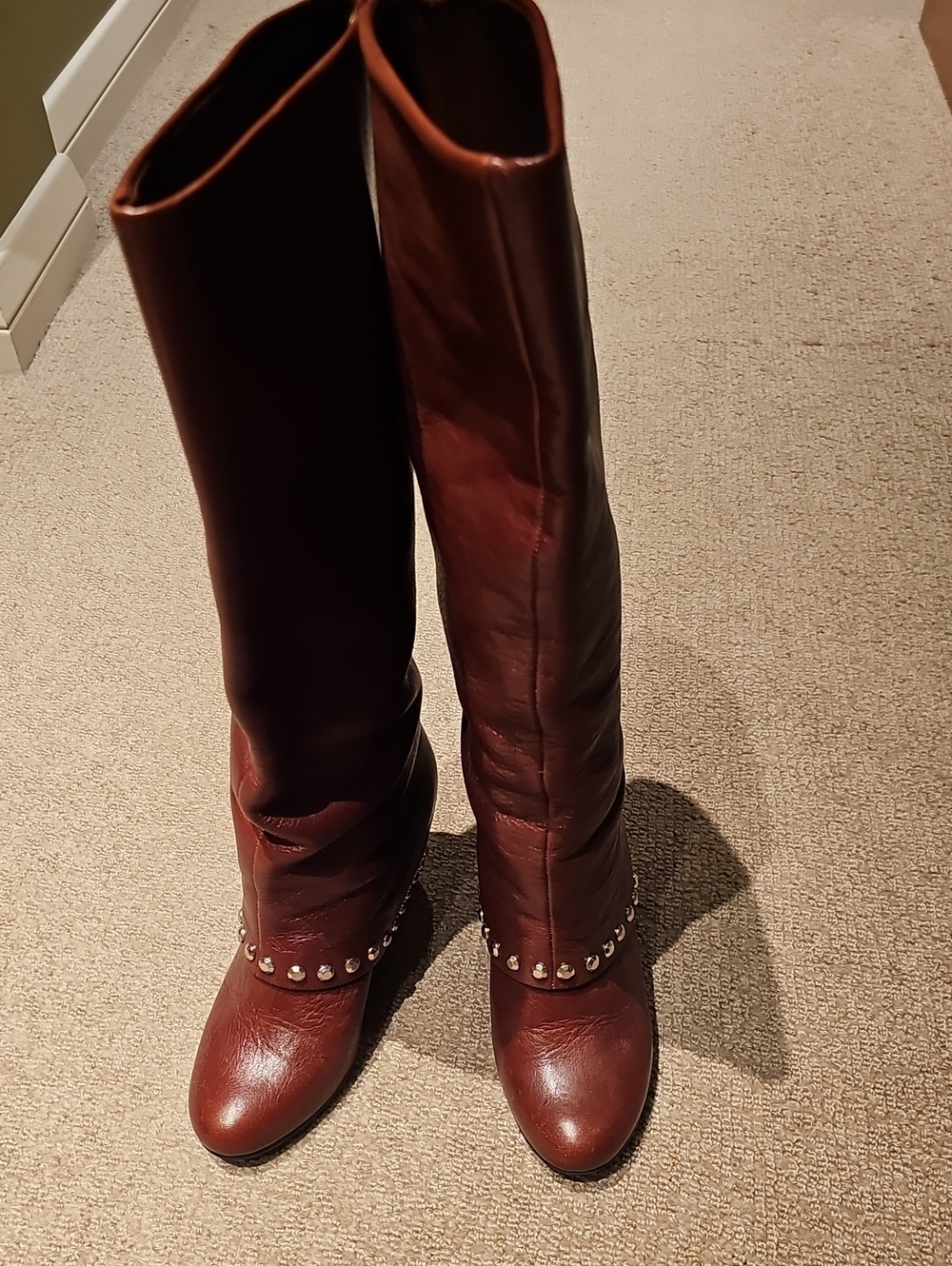 Women’s Knee-High Studded Leather Boots